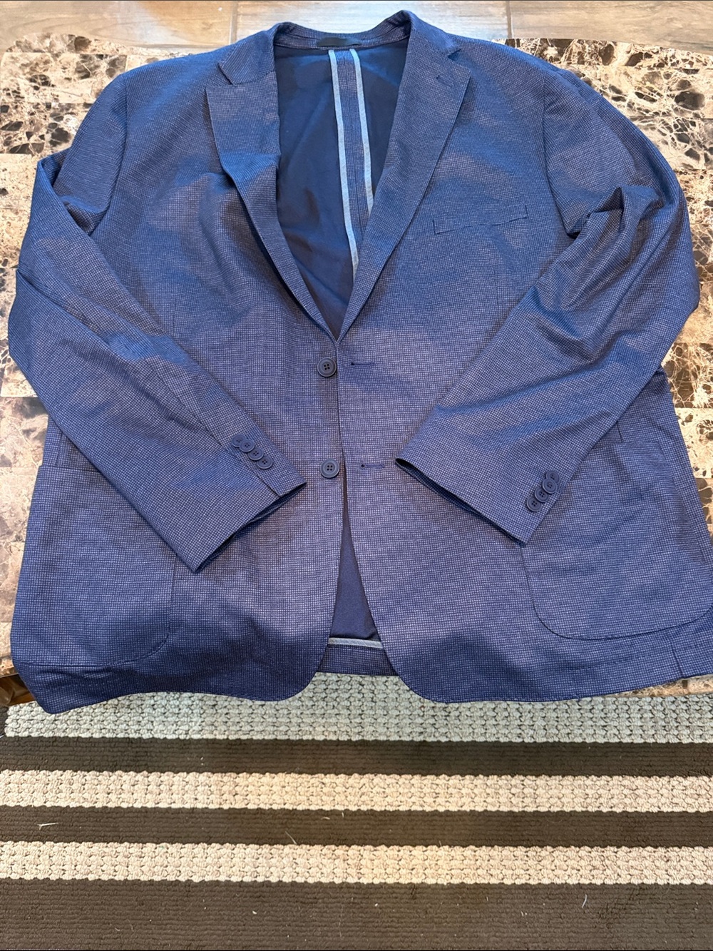 Men's Textured Navy Blue Single-Breasted Blazer
